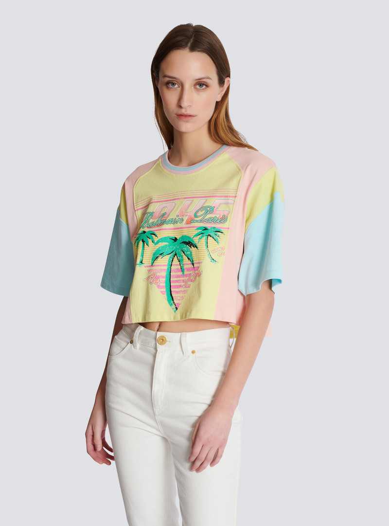 T-shirt with palm tree Balmain Signature print 6