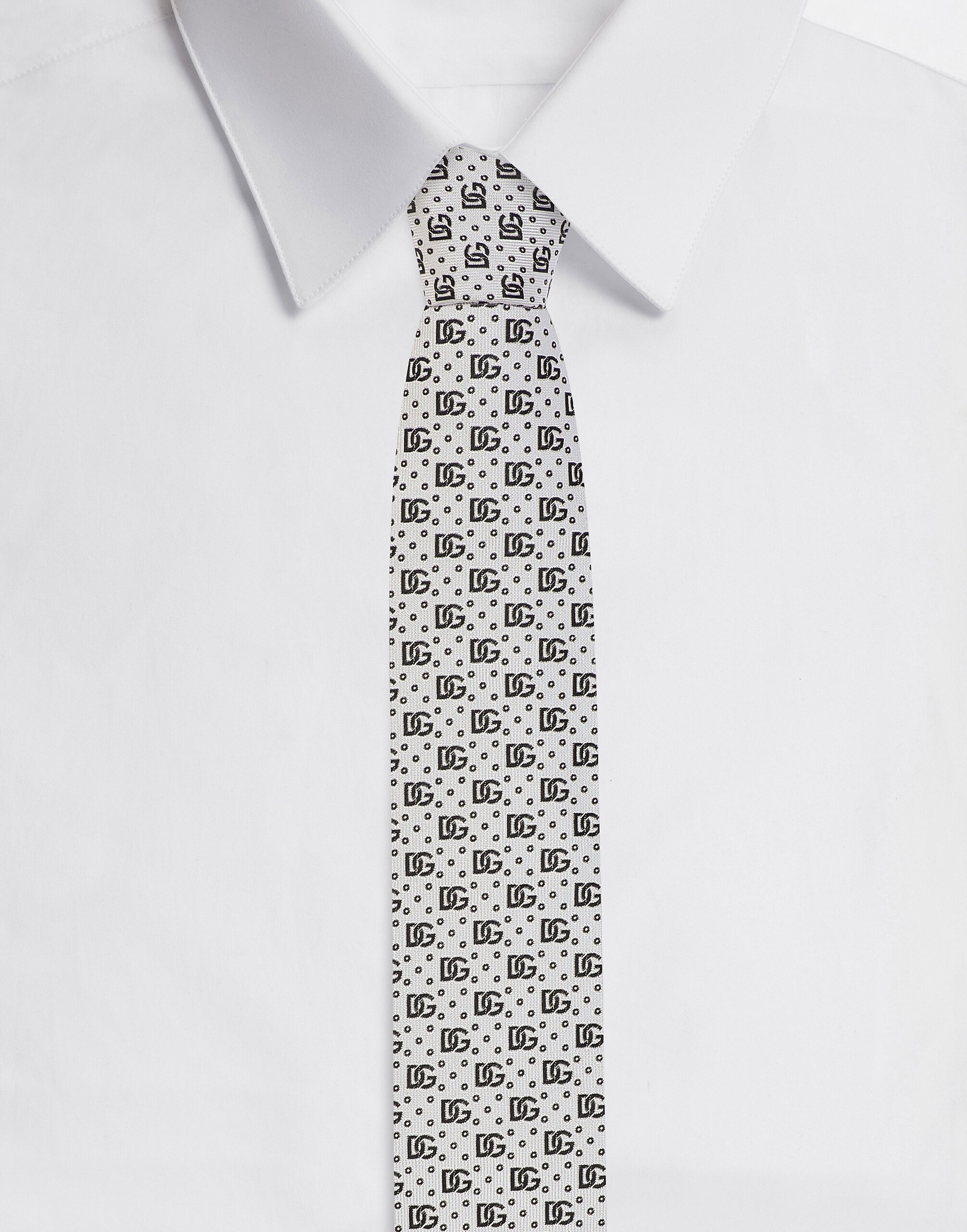 8-cm silk jacquard blade tie with DG logo - 1