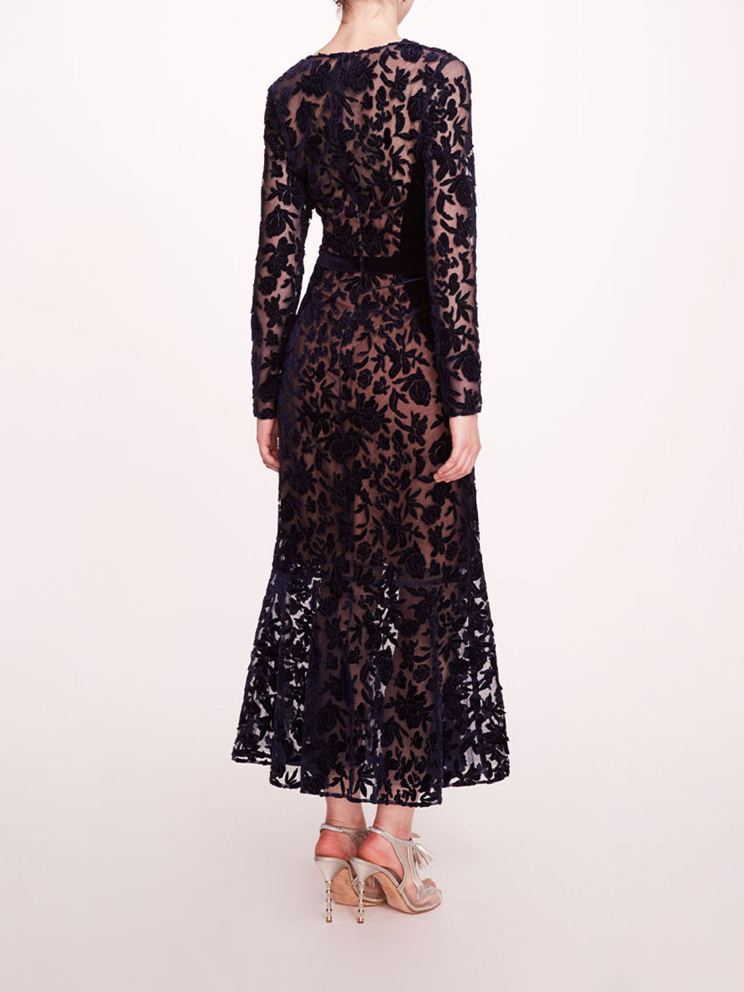 LONG SLEEVE VELVET MIDI DRESS - 2