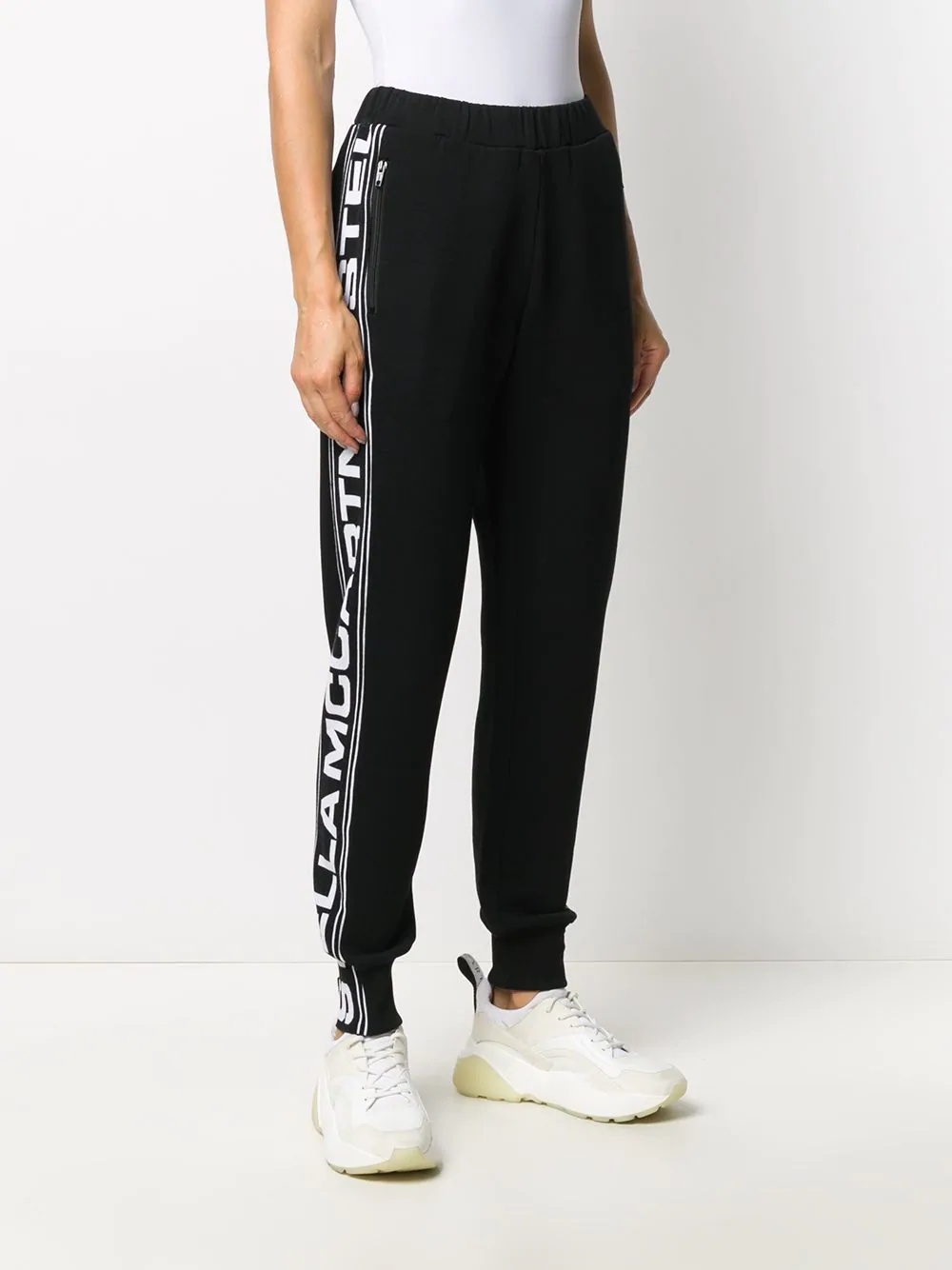 logo stripe tapered track pants - 3