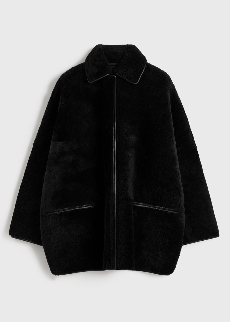 Teddy shearling overshirt jacket black 1