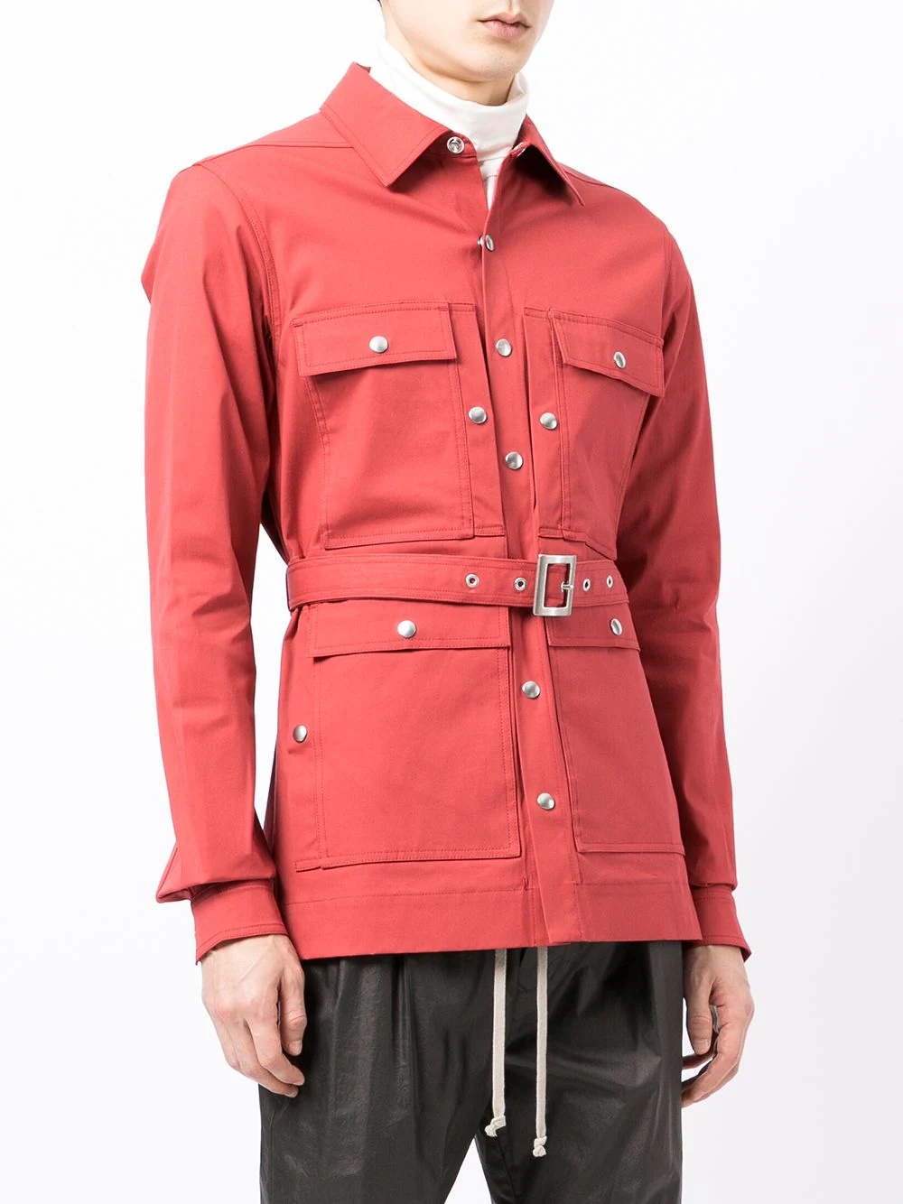 belted military shirt jacket - 3