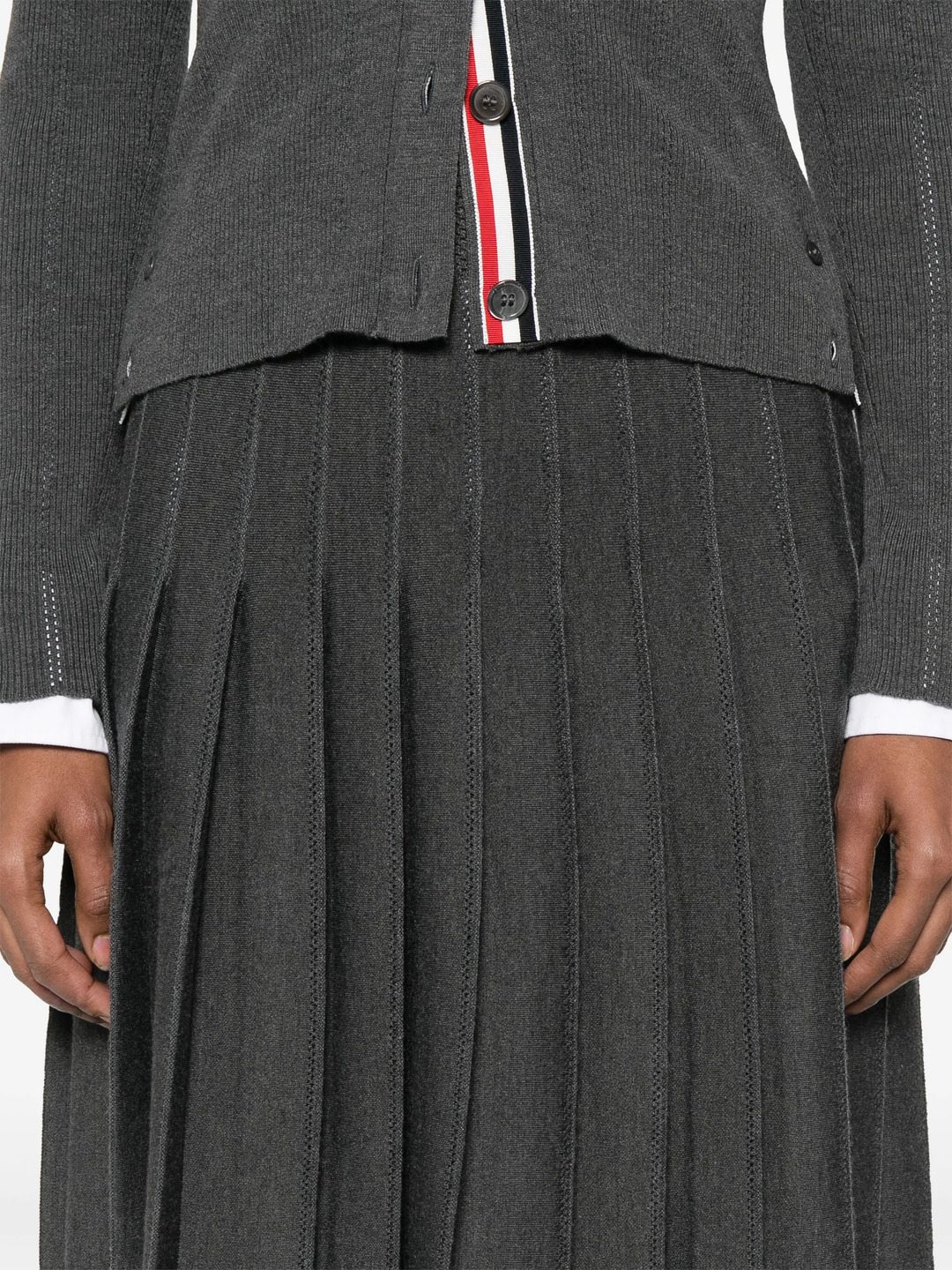 Wool Silk Pointelle Pleated Skirt Women - 5