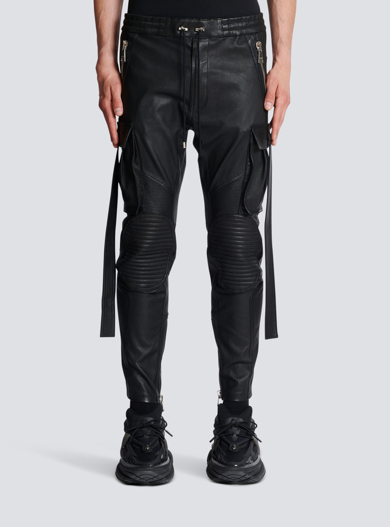 Leather trousers with strap 5