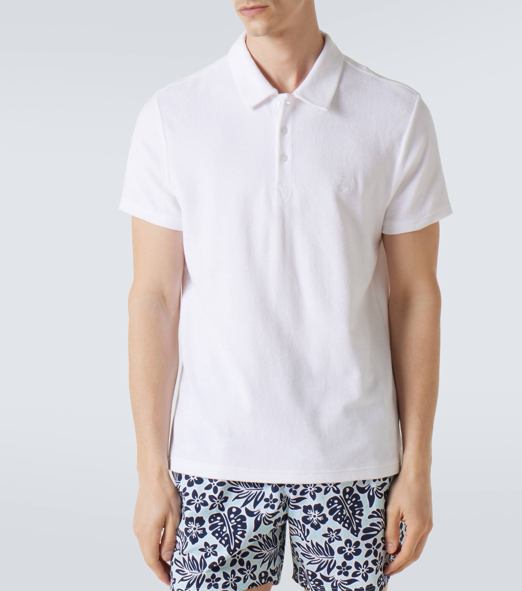 Cotton-blend terry polo shirt - 3