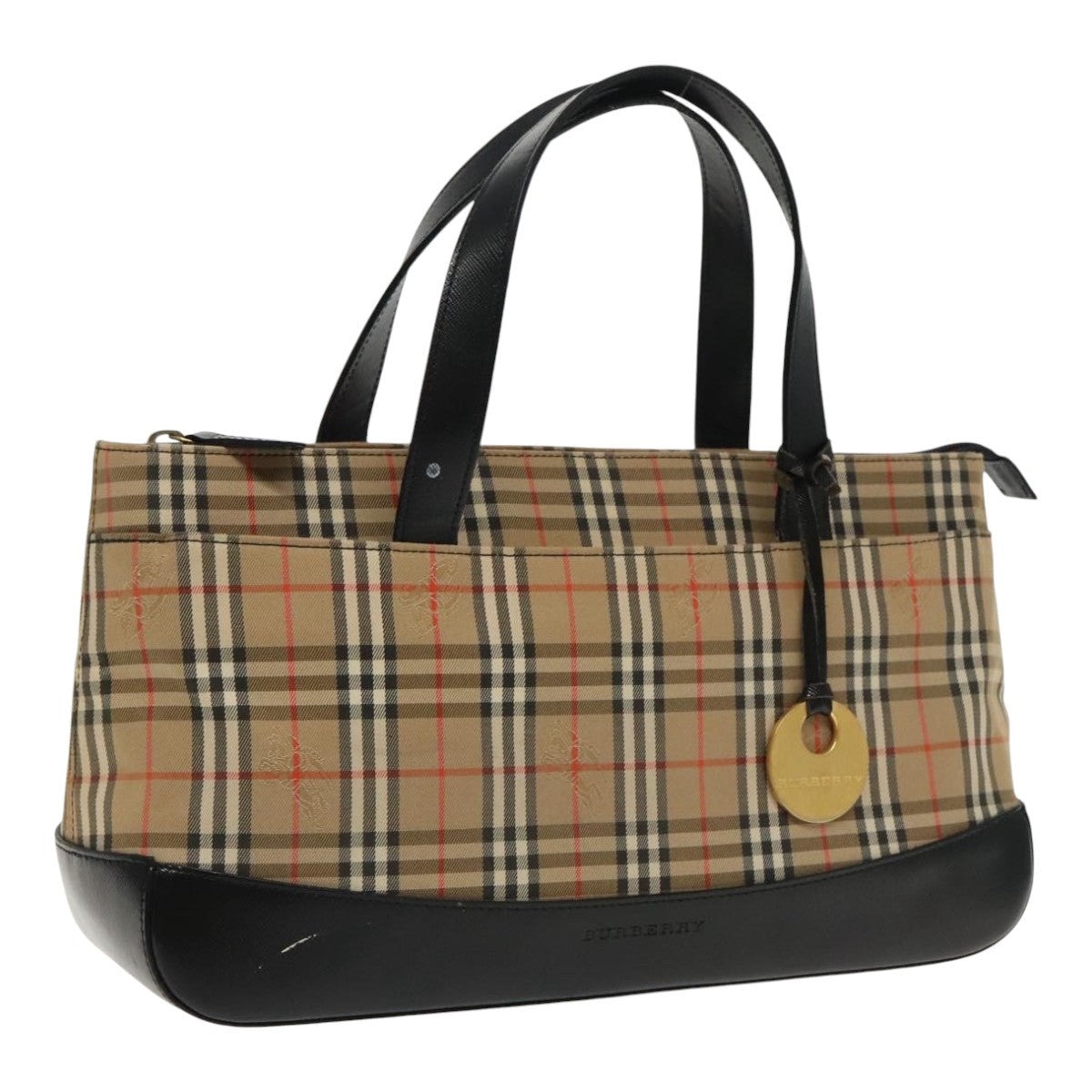 Burberry Nova Check Hand Bag Canvas Leather Beige Gold - 1