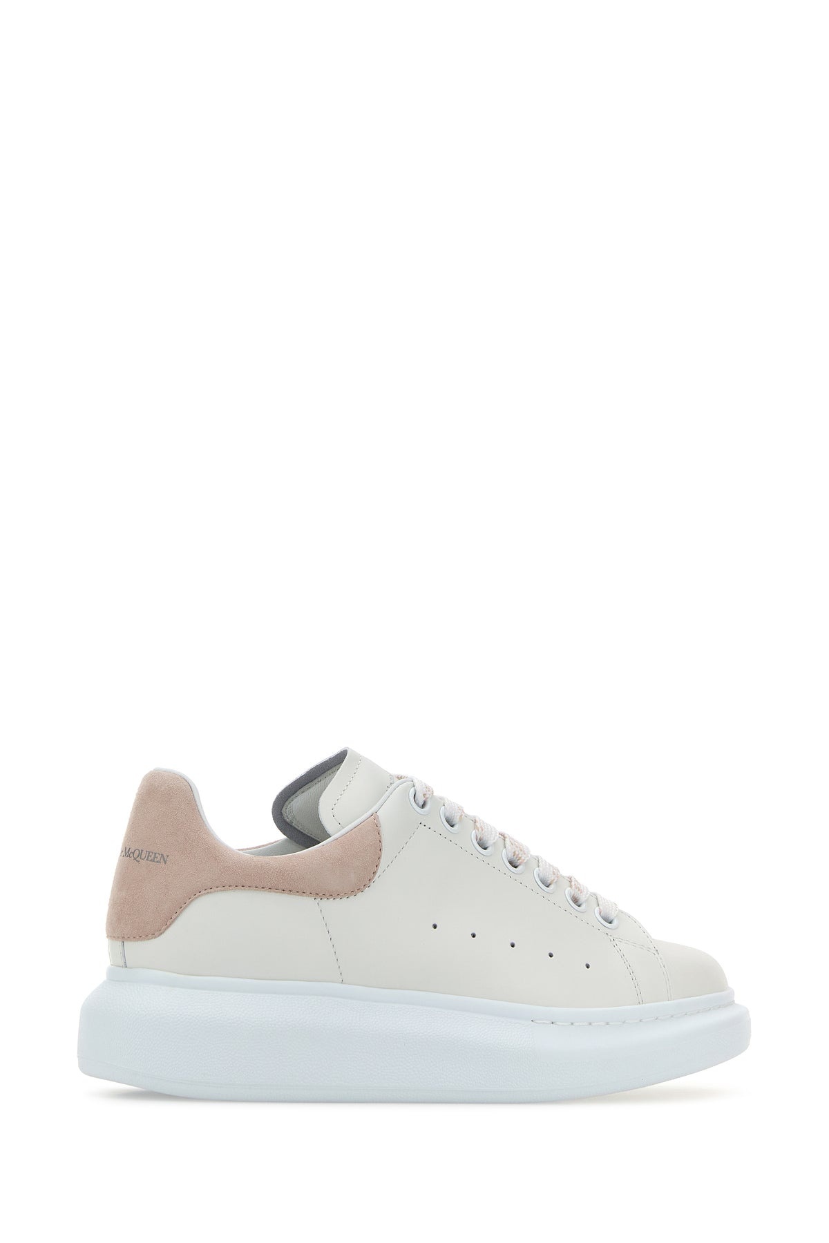 White leather sneakers with powder pink suede heel - 3
