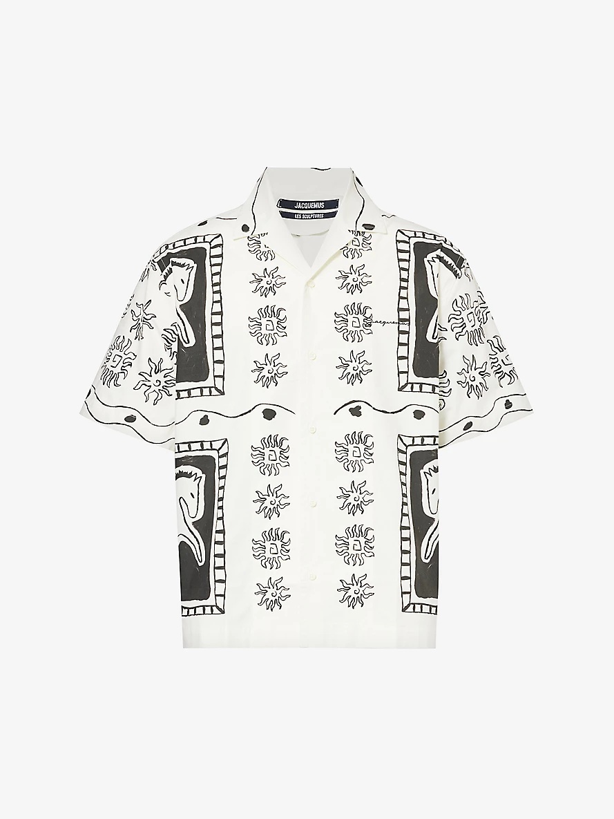 La chemise abstract-print boxy-fit linen shirt - 1