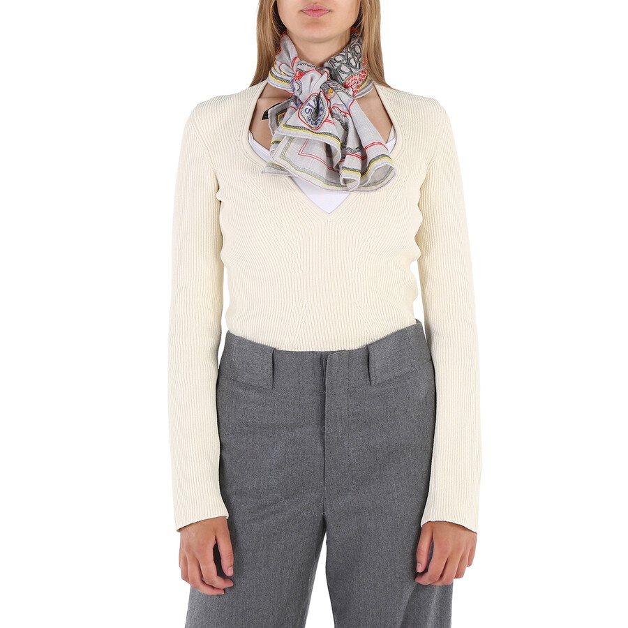 Hermes Ladies Grey Zouaves Et Dragons Wash Scarf 90 - 2