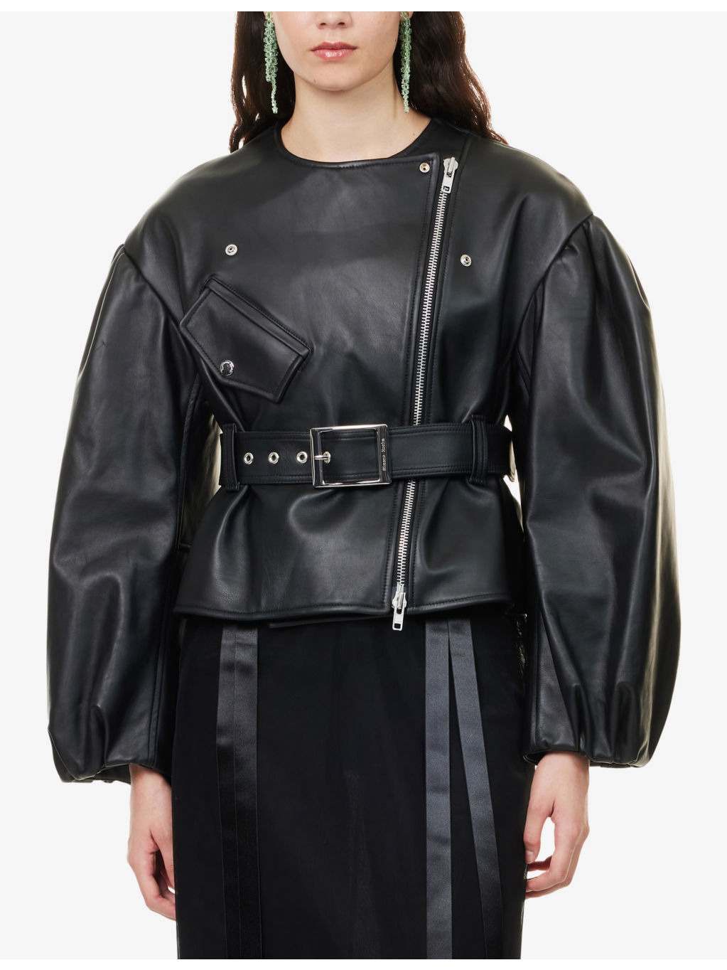 Sculpted Cropped Leather Jacket - 3