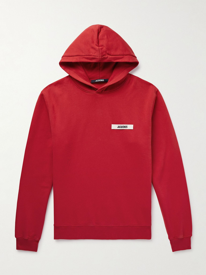 Logo-Appliquéd Cotton-Jersey Hoodie Red 1
