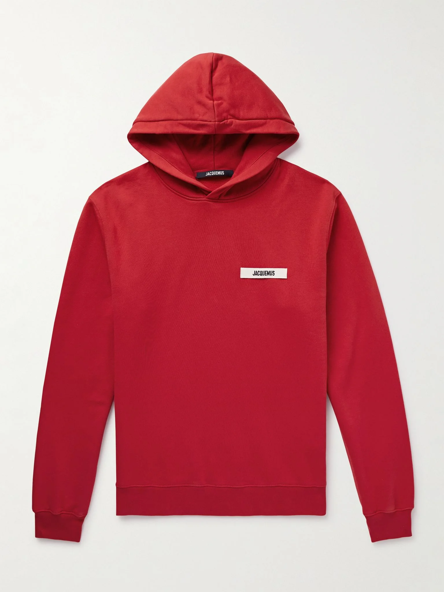 Logo-Appliquéd Cotton-Jersey Hoodie Red - 1
