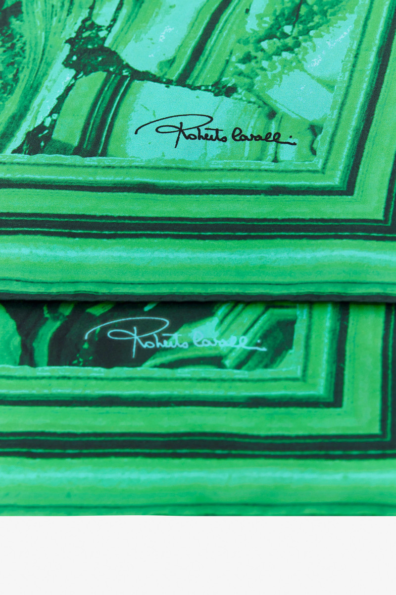 Roberto Cavalli Silk Scarf with Malachite Print outlook
