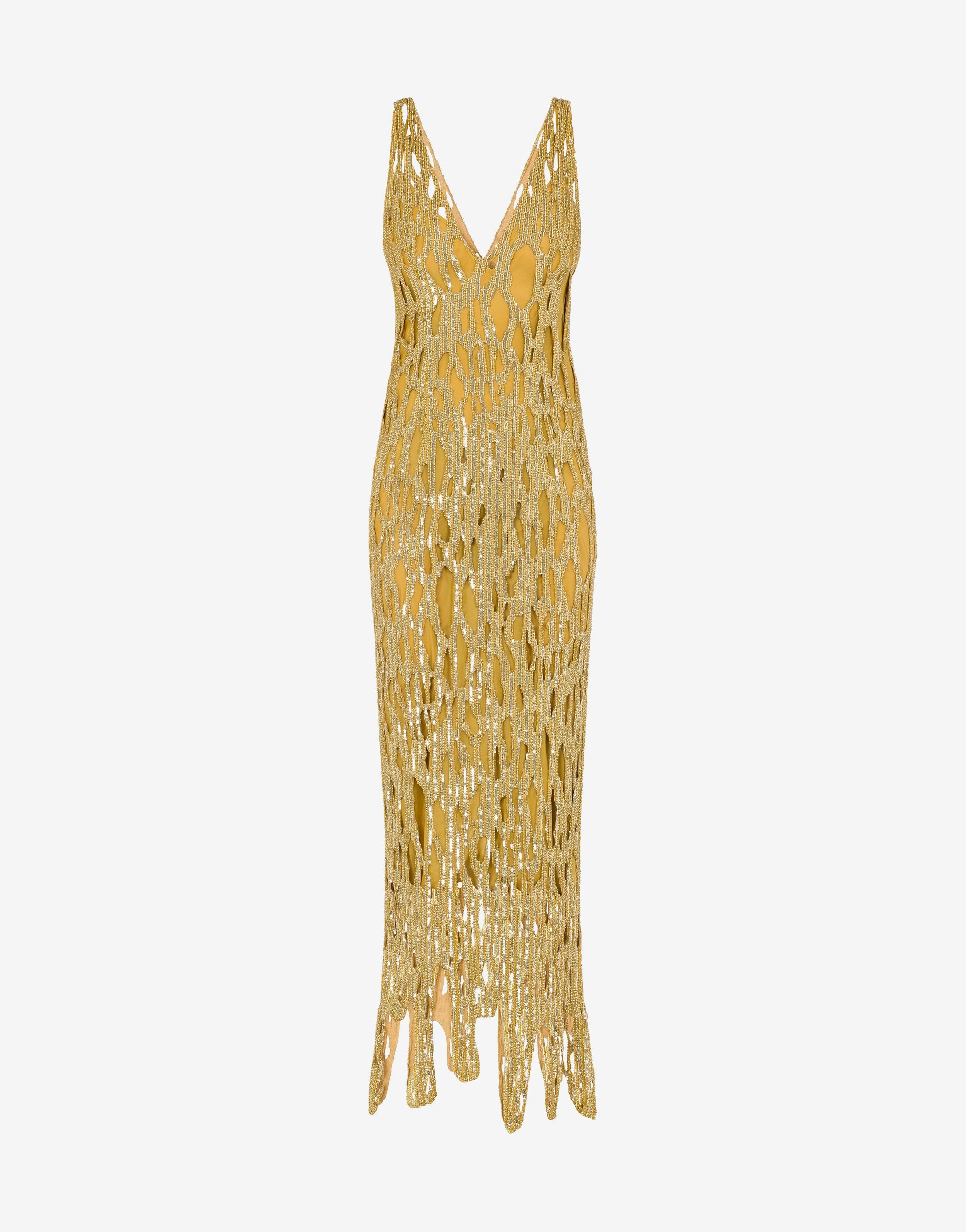 MORPHED EFFECT SATIN DRESS WITH SEQUINS - 1