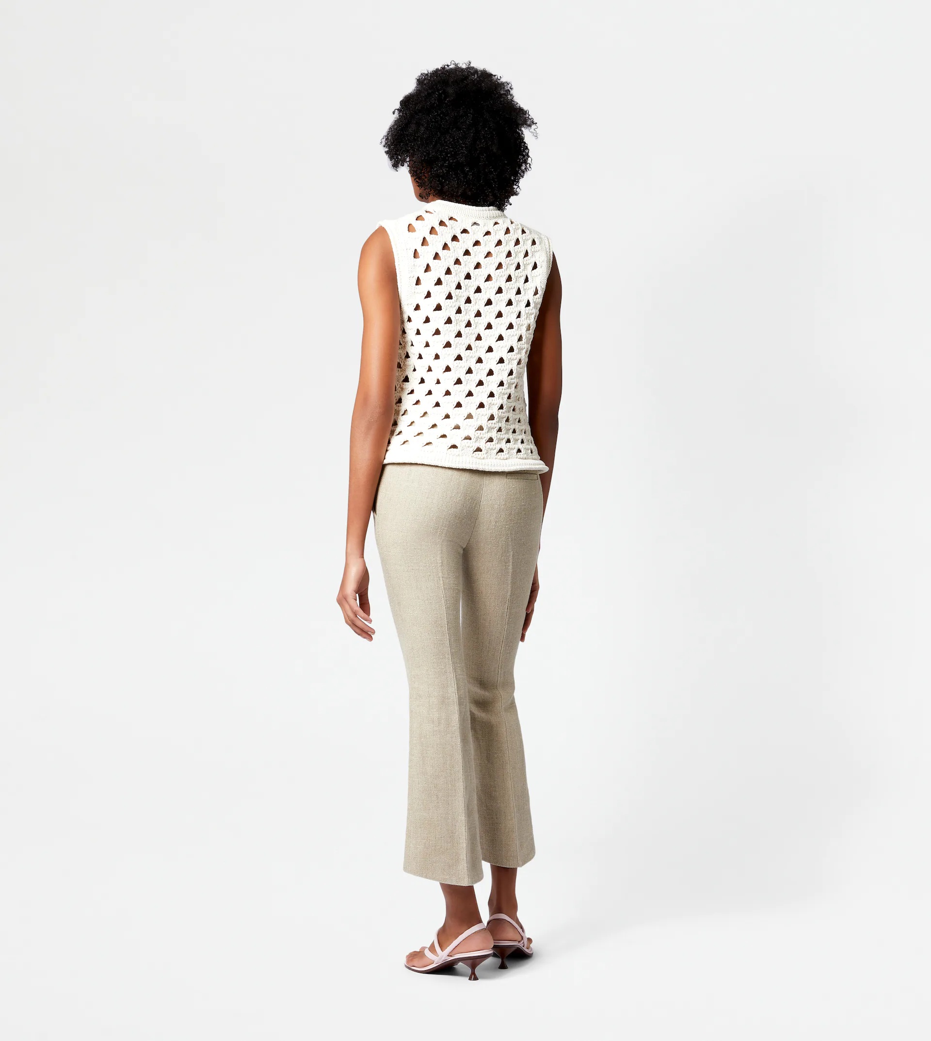 TRUMPET-SHAPED TROUSERS - BEIGE - 3