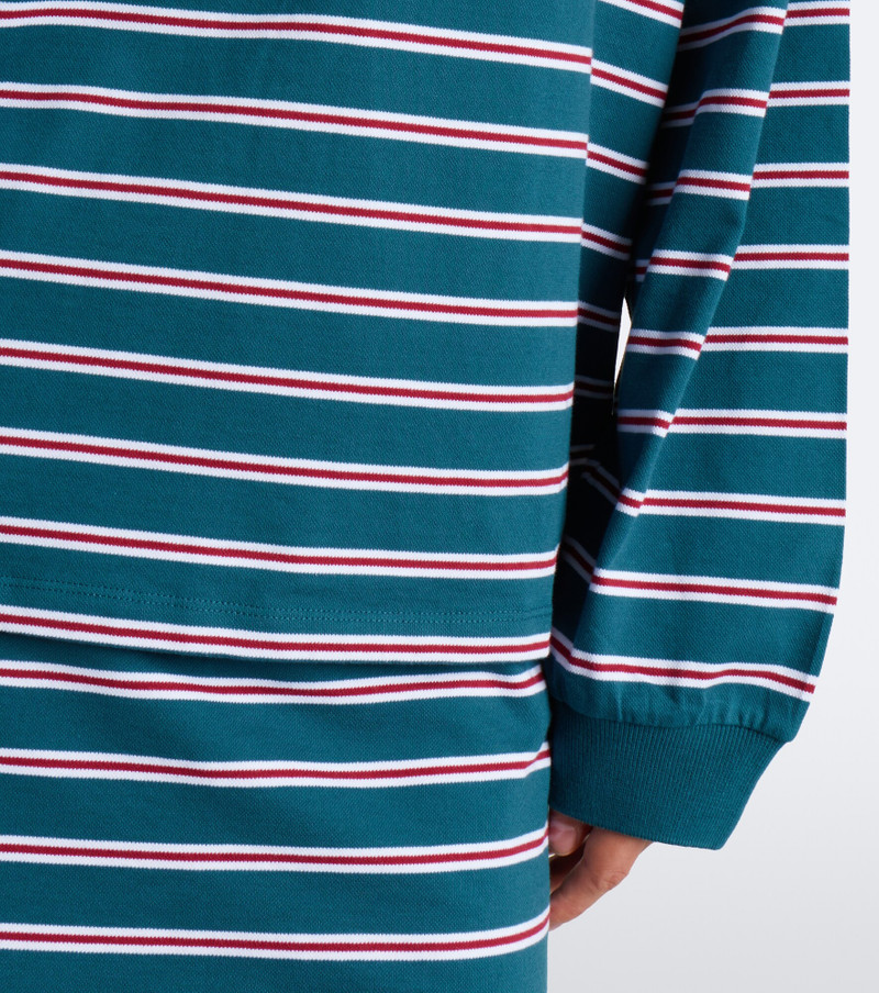 Striped cotton-blend piqué polo sweater 4