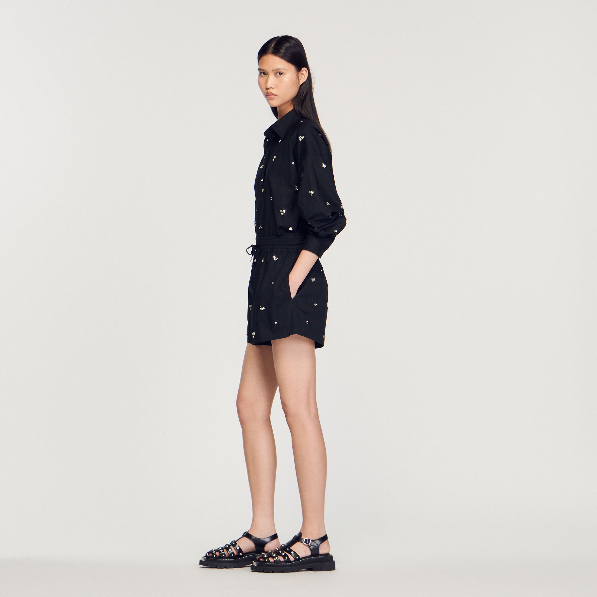 Hand-embroidered embellished shorts - 7