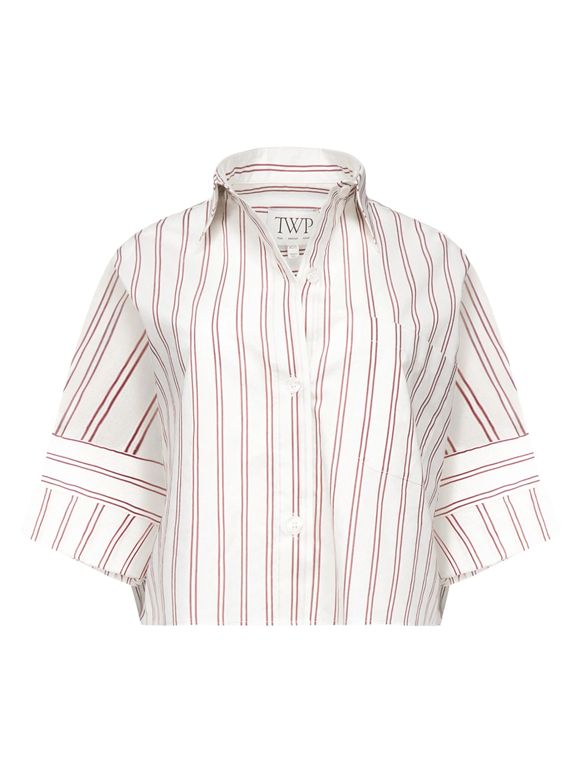 Women's Next Ex Striped Cotton-Blend Crop Shirt - White Wine - 1