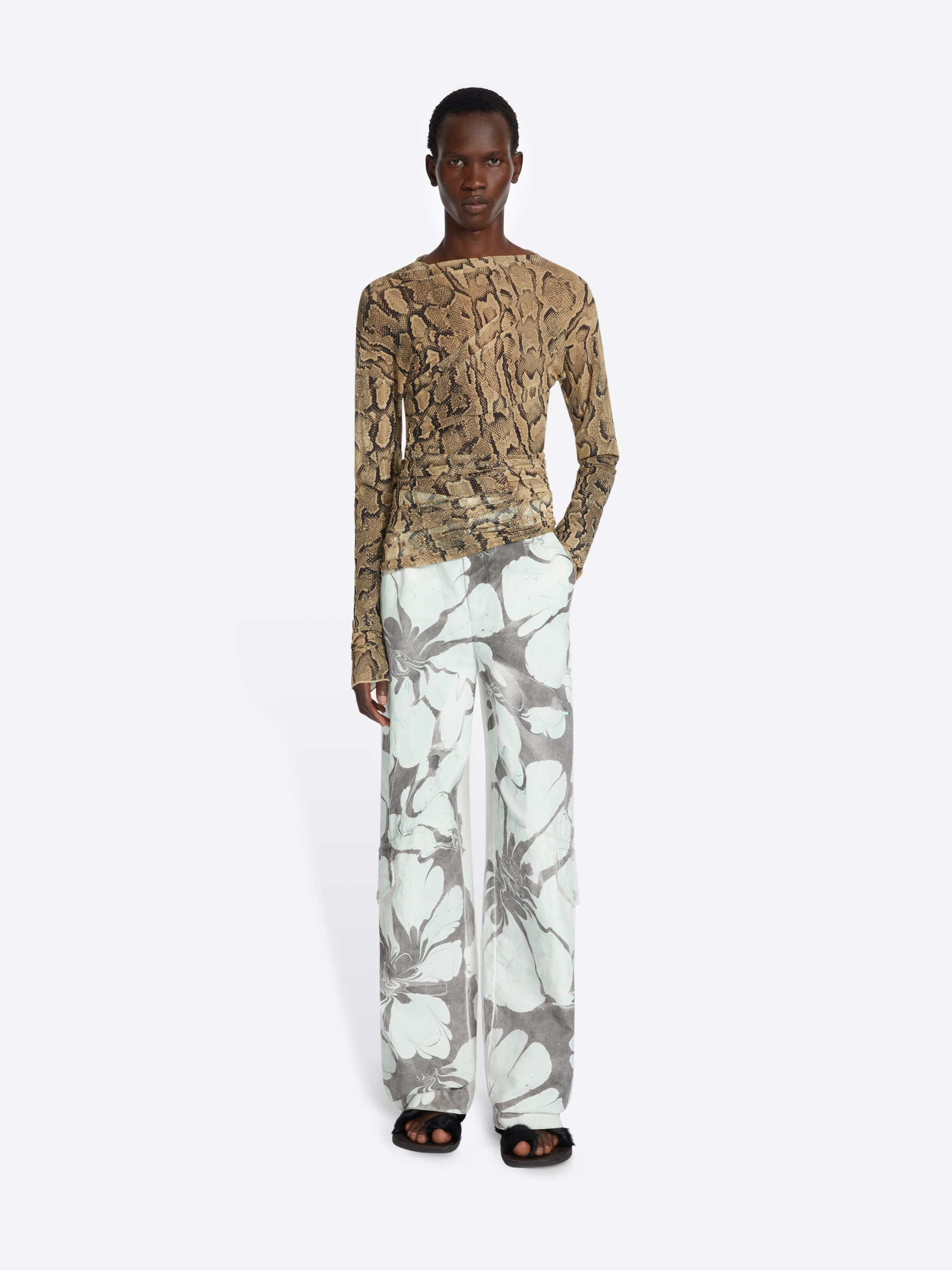 SNAKE PRINT DRAPED TEE - 2