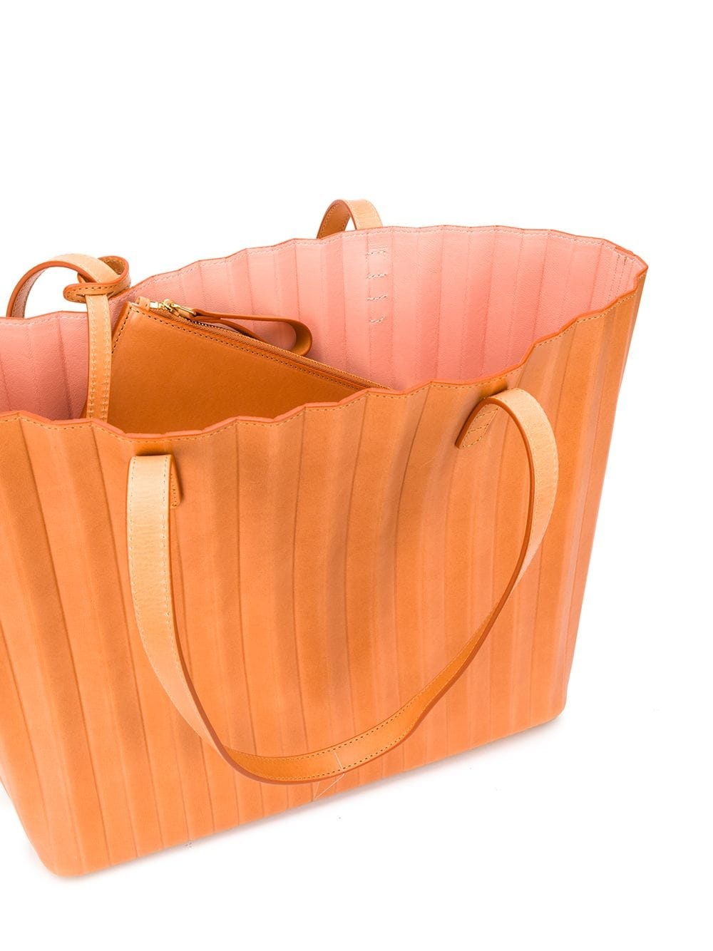 pleated leather tote - 5