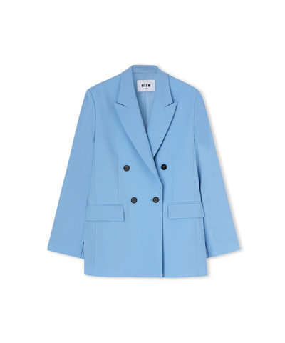 MSGM Lightweight wool double-breasted blazer with openable sleeves outlook
