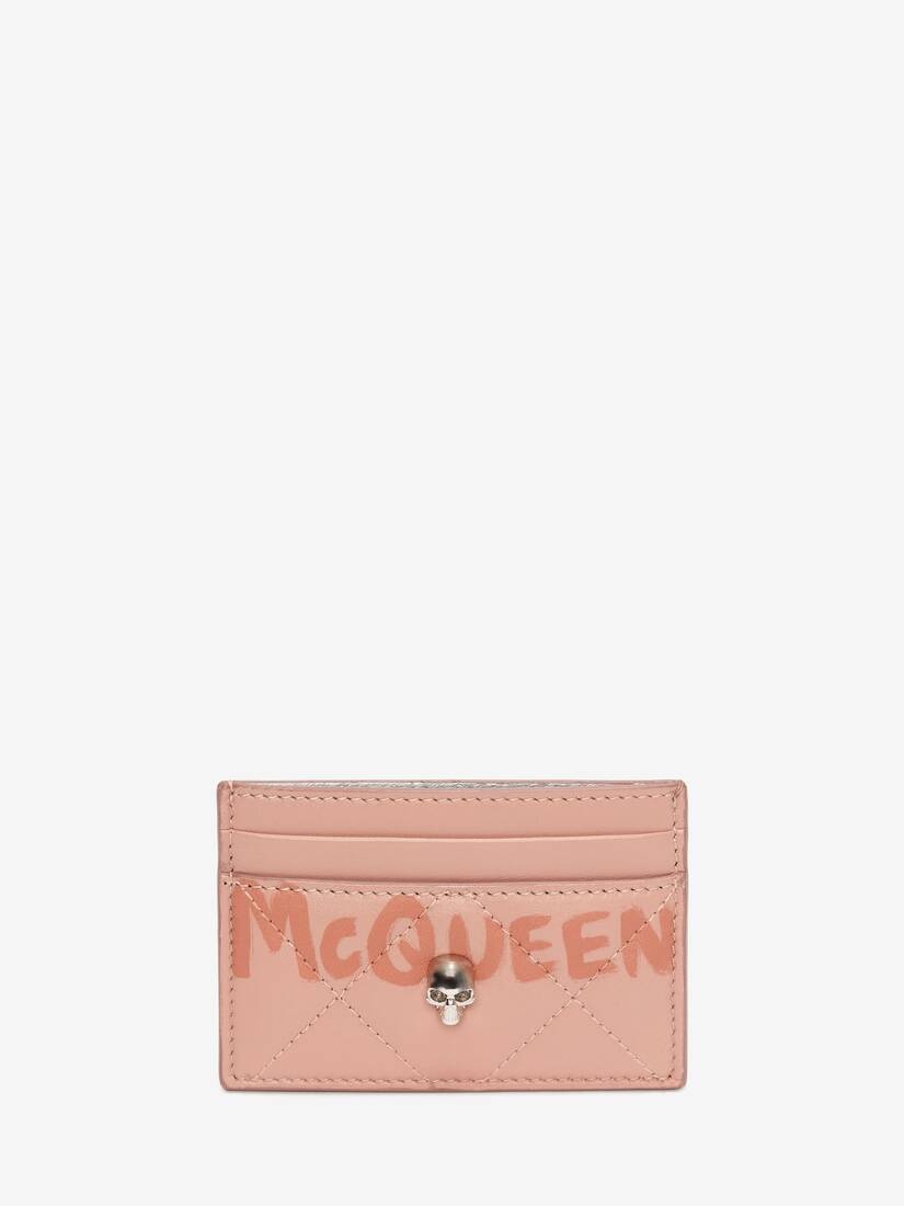 Mcqueen Graffiti Card Holder in Rose Pink - 1