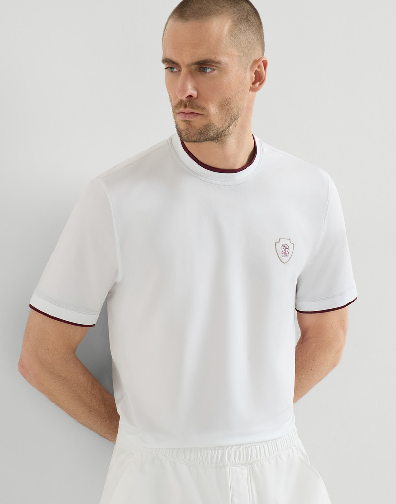 Comfort nylon crew neck T-shirt with faux-layering and logo 5