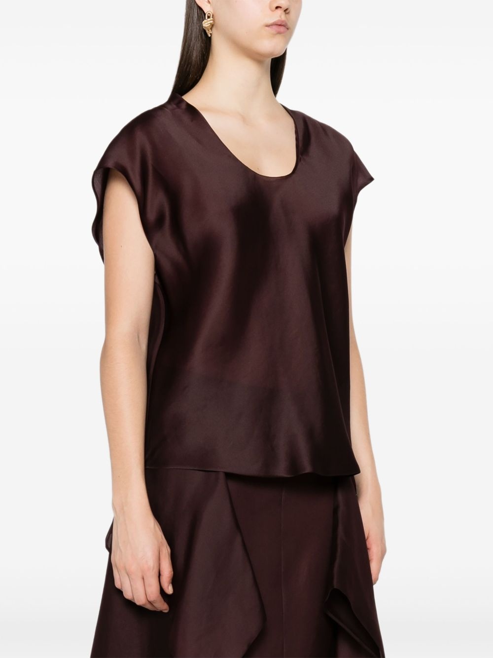 Barbo scoop-neck silk top - 3
