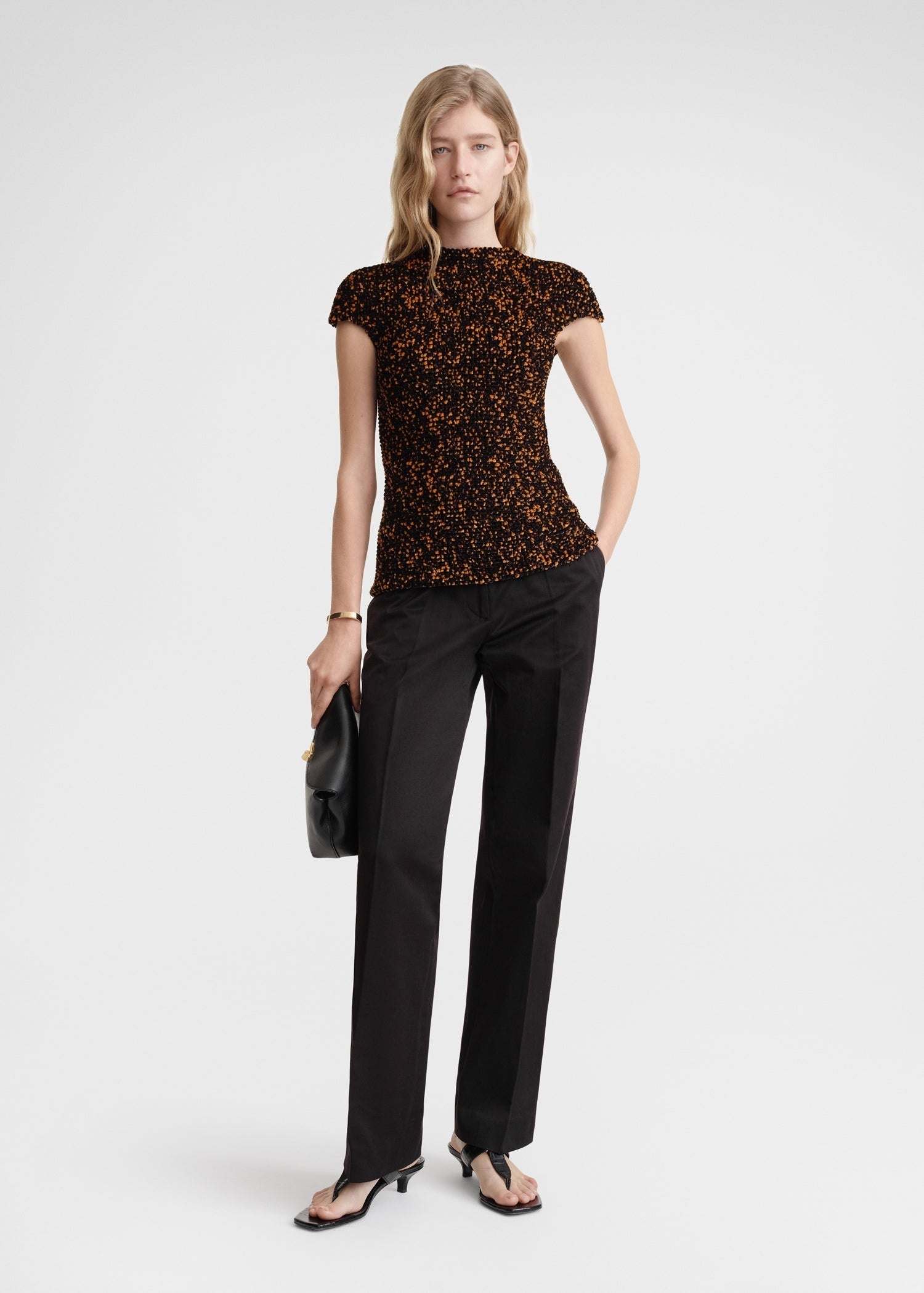 Smocked velour top tortoise - 2