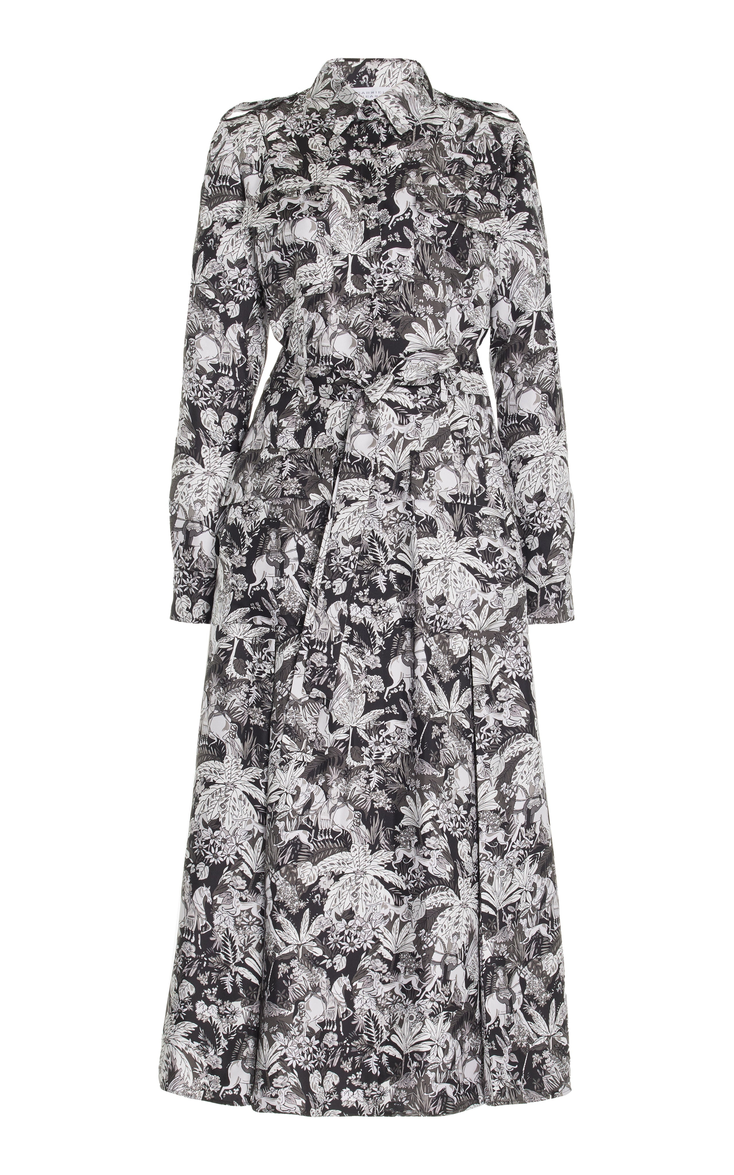 Galway Shirtdress in Grey Printed Silk - 1