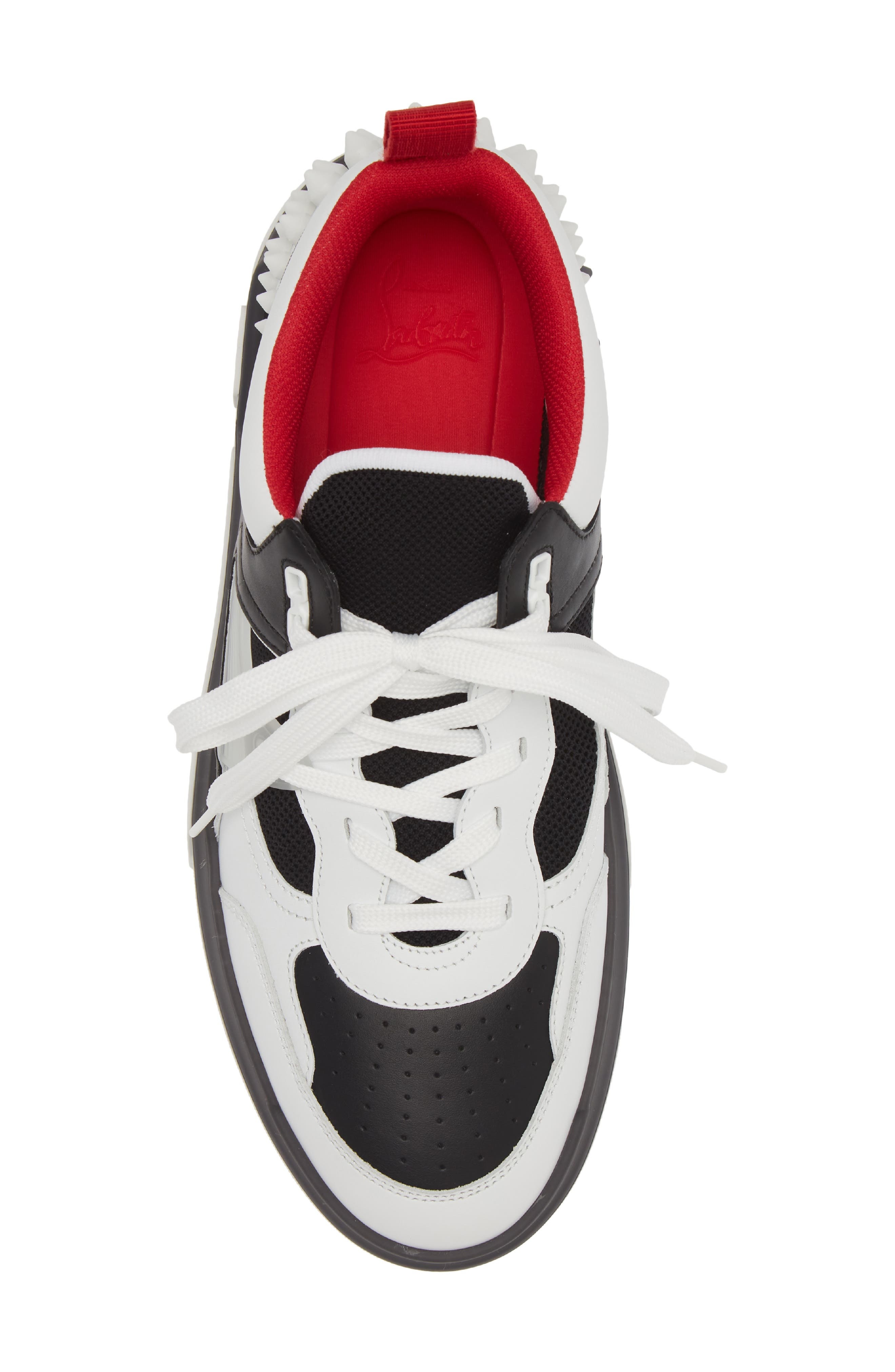 Christian Louboutin Astroloubi Mixed Media Low Top Sneaker in White/Black at Nordstrom - 5