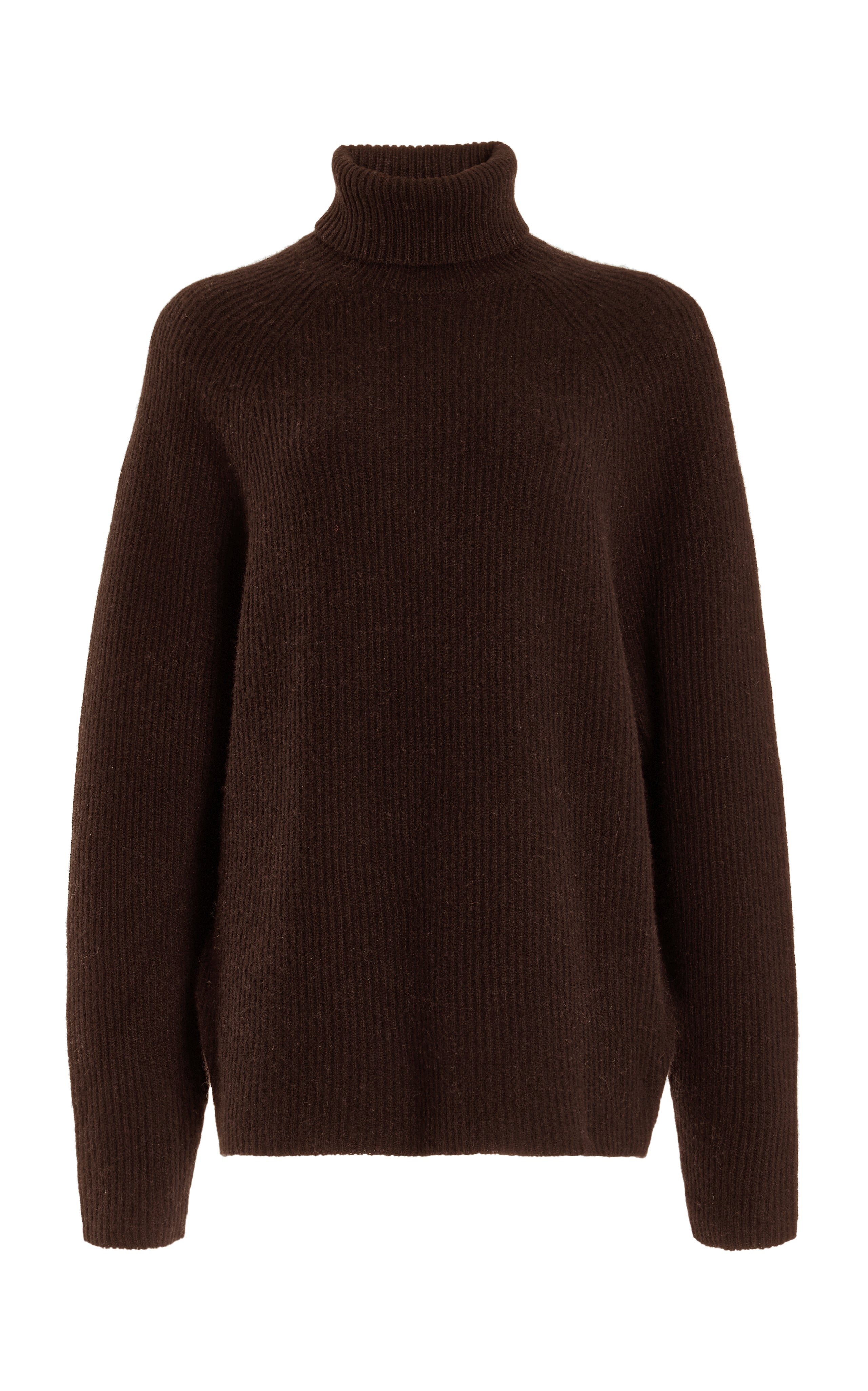 Wigman Knit Turtleneck Sweater in Chocolate Cashmere - 1