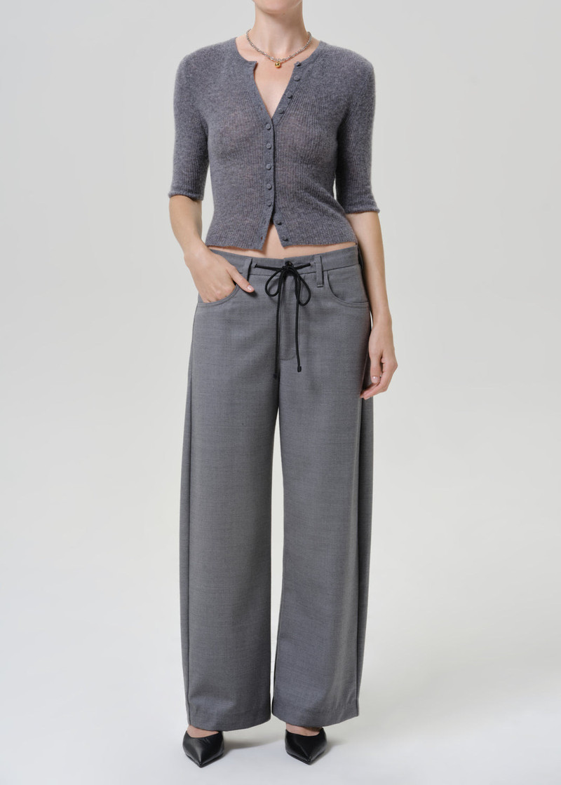Brynn Drawstring Italian Virgin Wool Trouser In Gris - 1