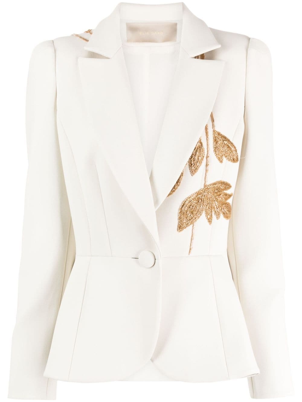metallic leaf-embroidered blazer - 1