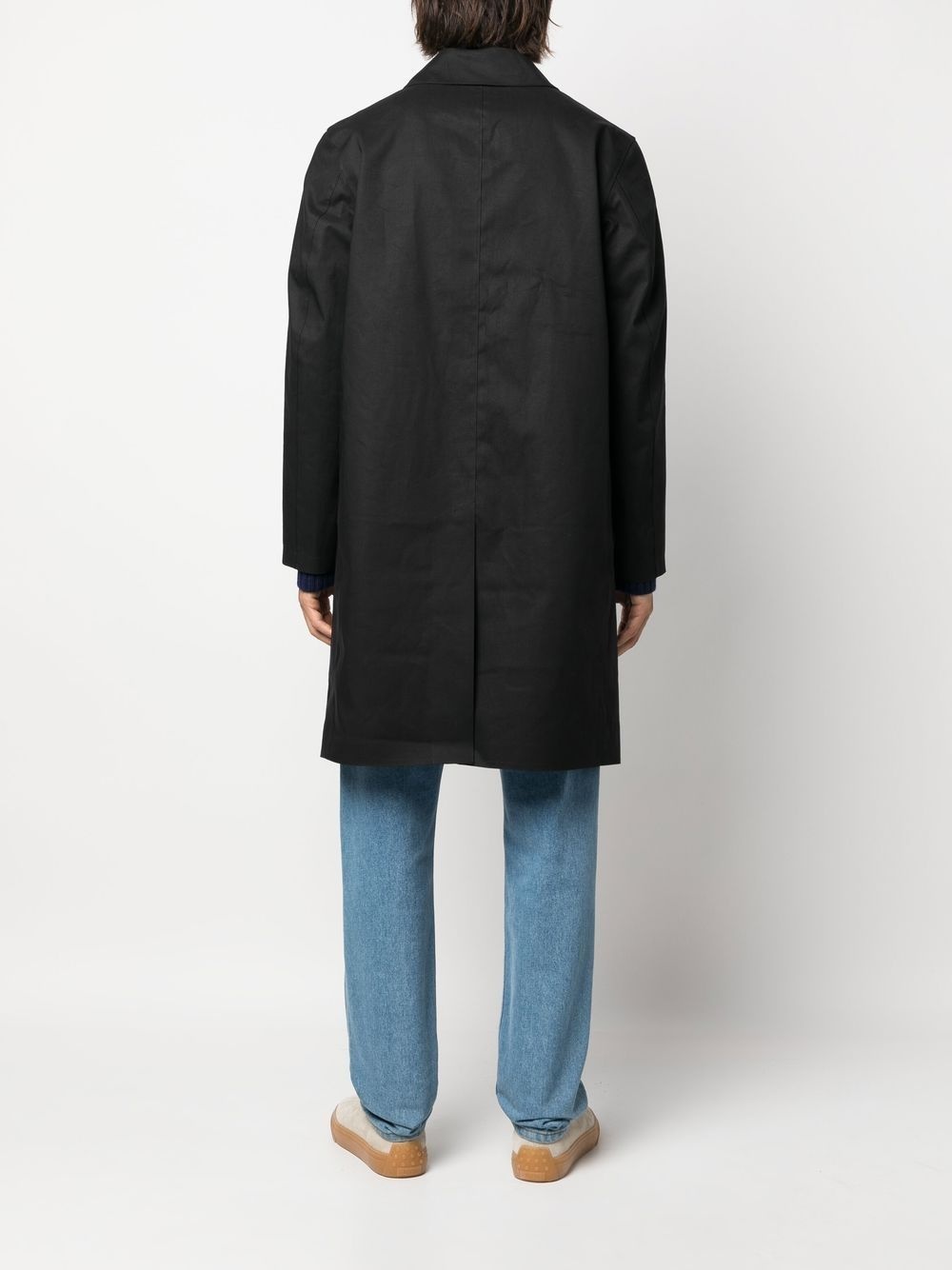 long-sleeve button-up trench coat - 4