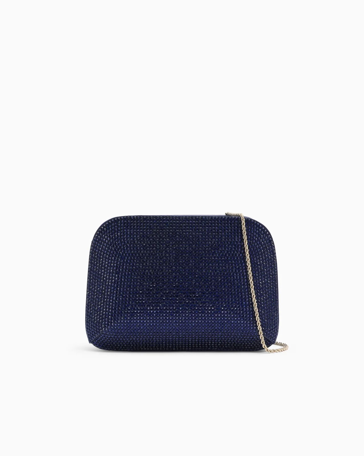 SATIN AND SILK CLUTCH WITH RHINESTONES AND CHAIN SHOULDER STRAP - 1
