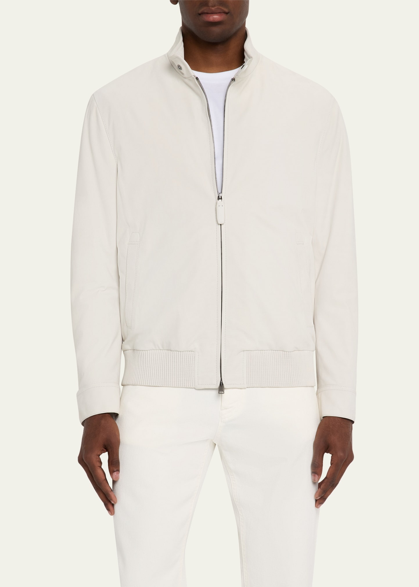 Men's Nubuck Leather Full-Zip Blouson - 4