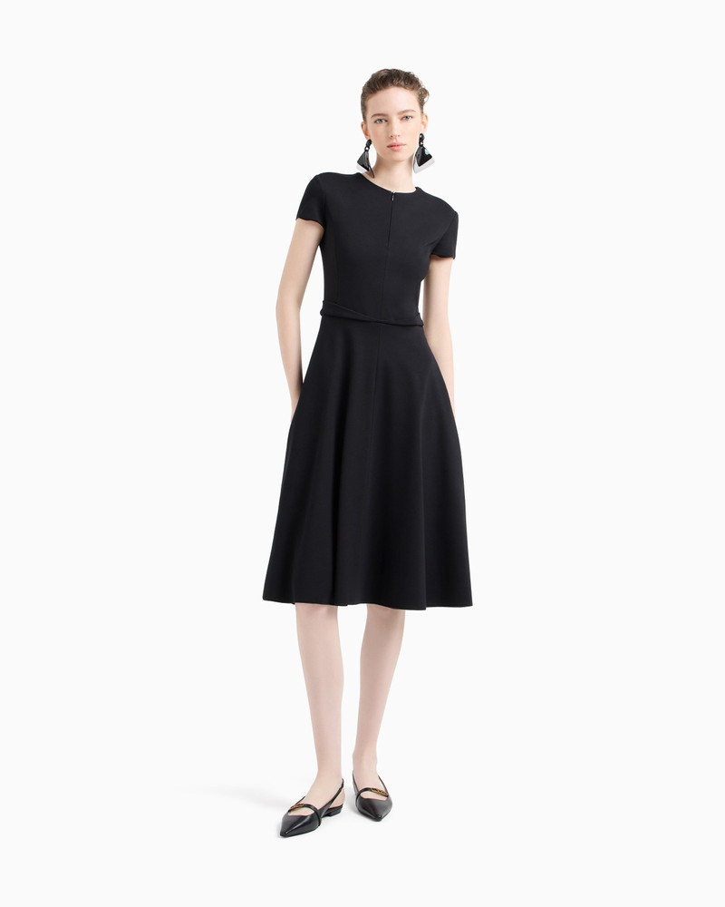 SHORT-SLEEVED DRESS IN MILANO-STITCH FABRIC 2