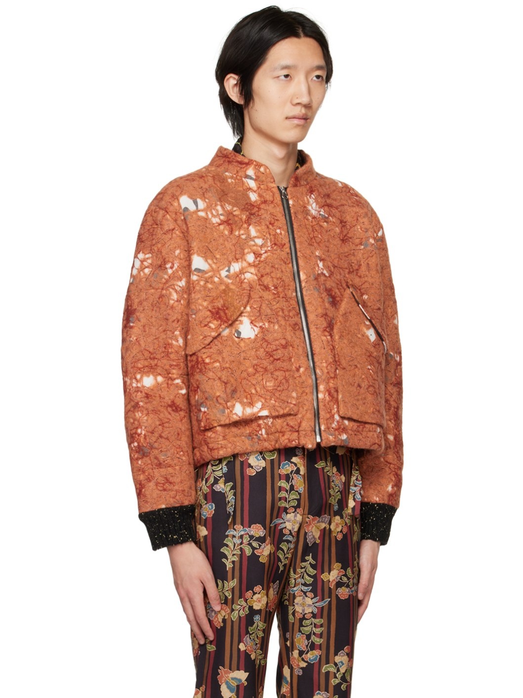Orange Graphic Bomber Jacket - 2