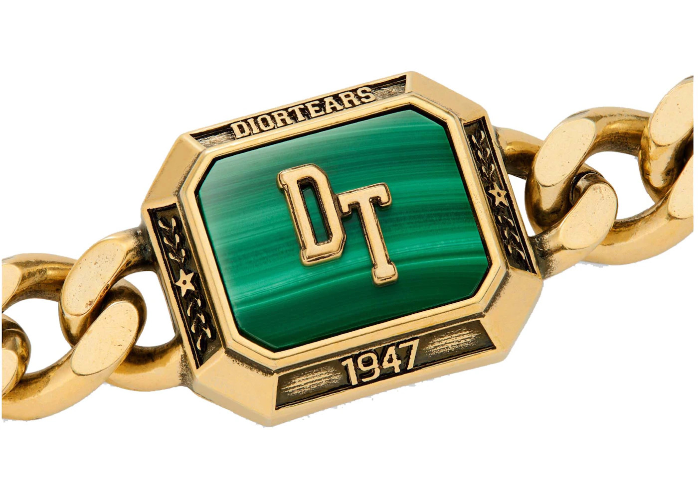Dior TEARS Chain Link Bracelet Gold/Malachite - 2
