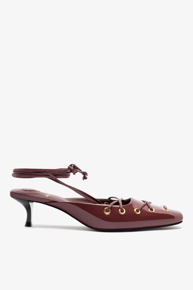 Amal Lace Up Pump In Burgundy Leather 1