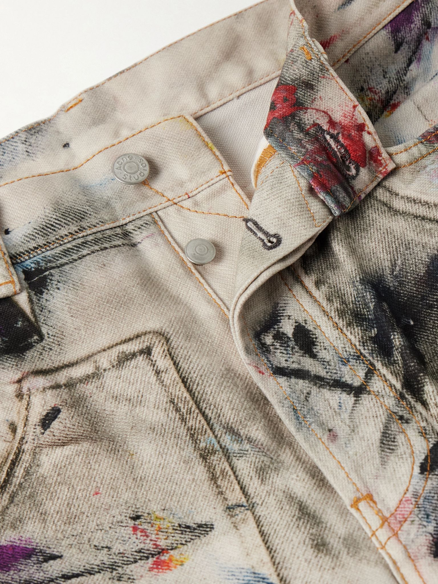 1981 Wide-Leg Trompe L'oeil Printed Jeans Off-white - 6
