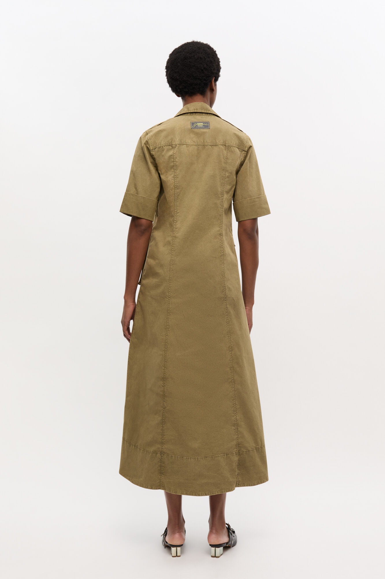 GREEN WASHED COTTON DRESS - 3