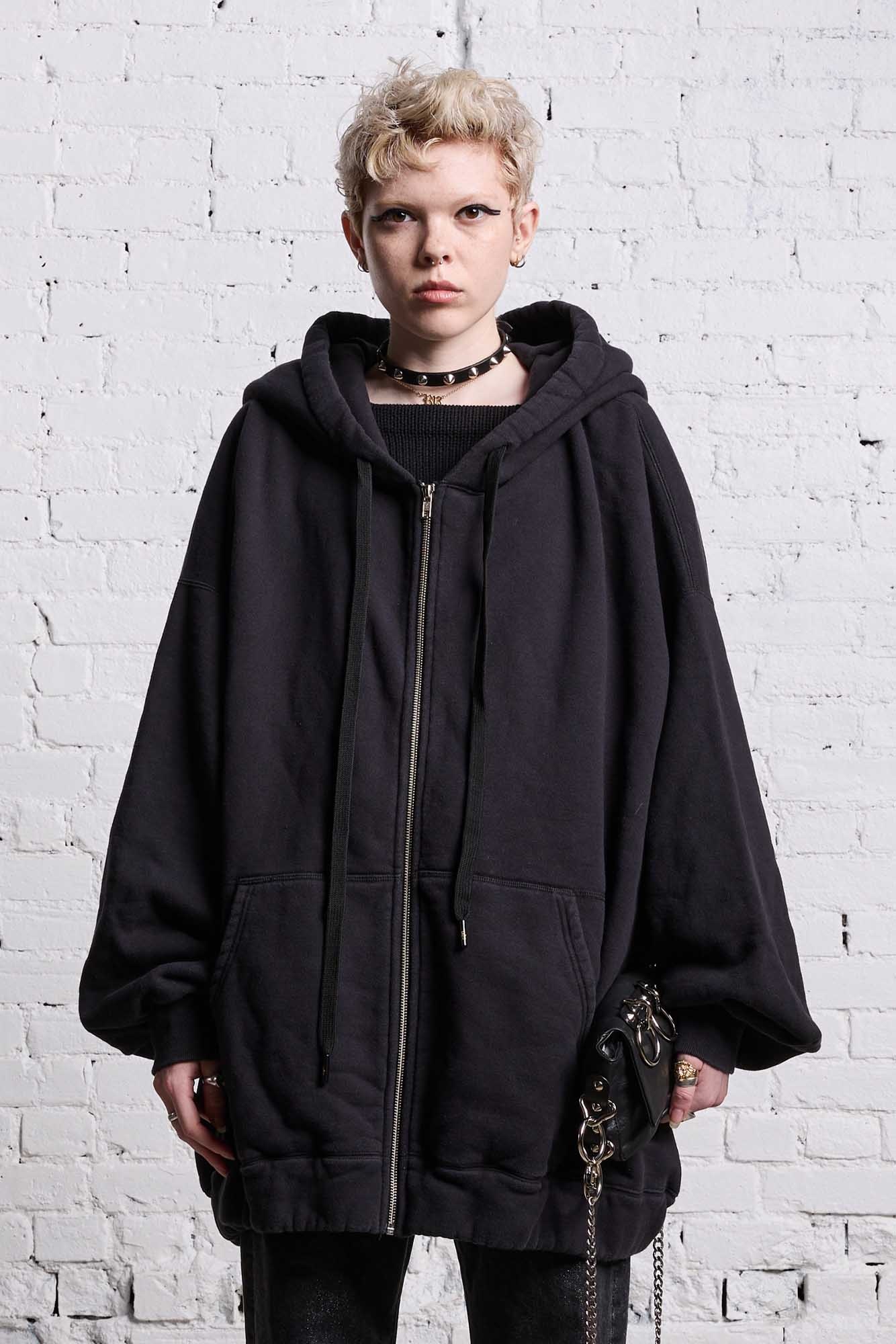 JUMBO ZIP HOODIE - BLACK - 4