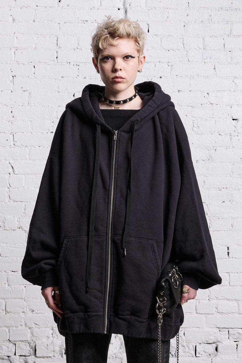 JUMBO ZIP HOODIE - BLACK 4