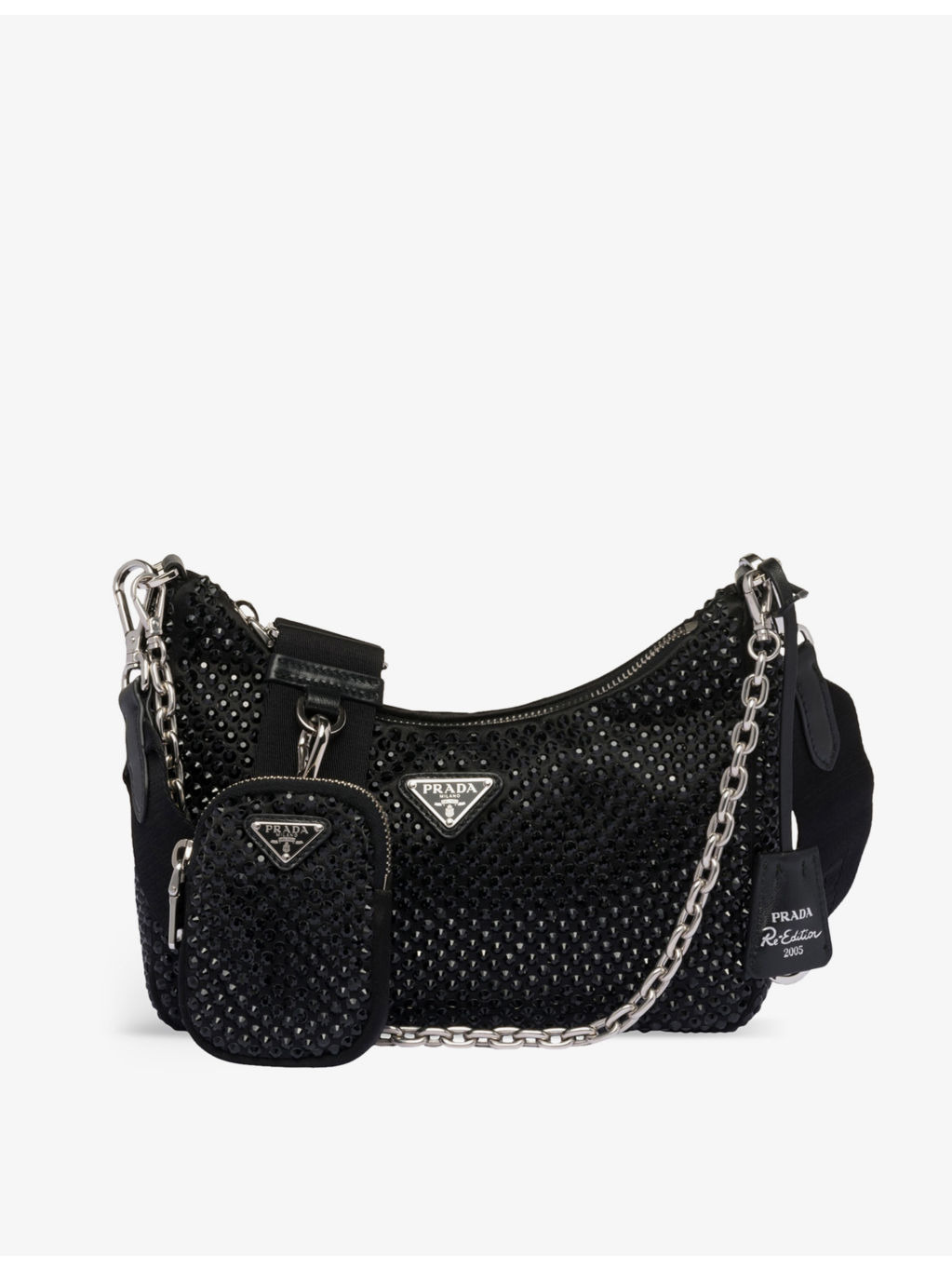 Re-Edition 2005 crystal-embellished satin shoulder bag - 1