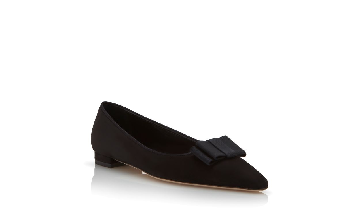Black Suede Bow Detail Ballerina Flats - 3