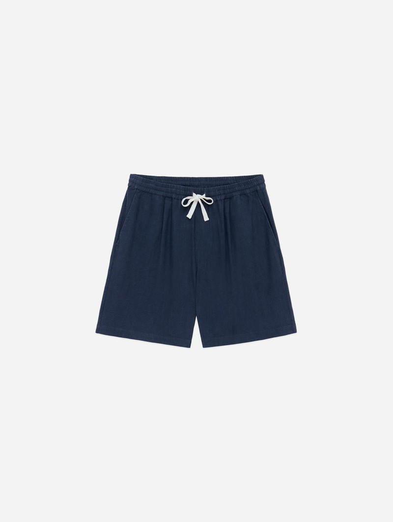 Drawstring Short - Navy Linen - 1