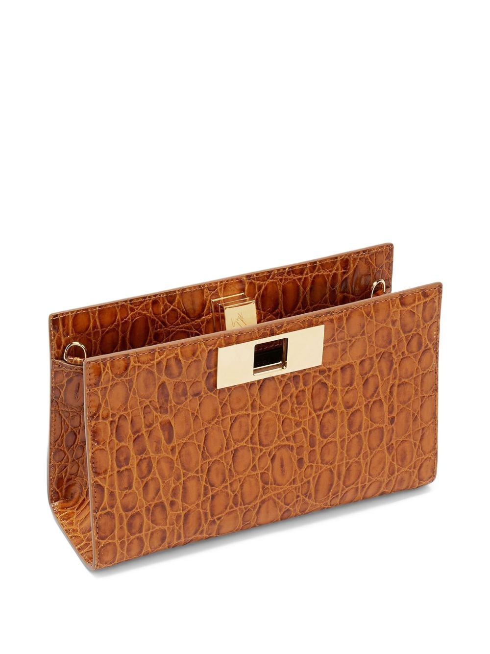 Annhita crocodile-effect clutch bag - 4
