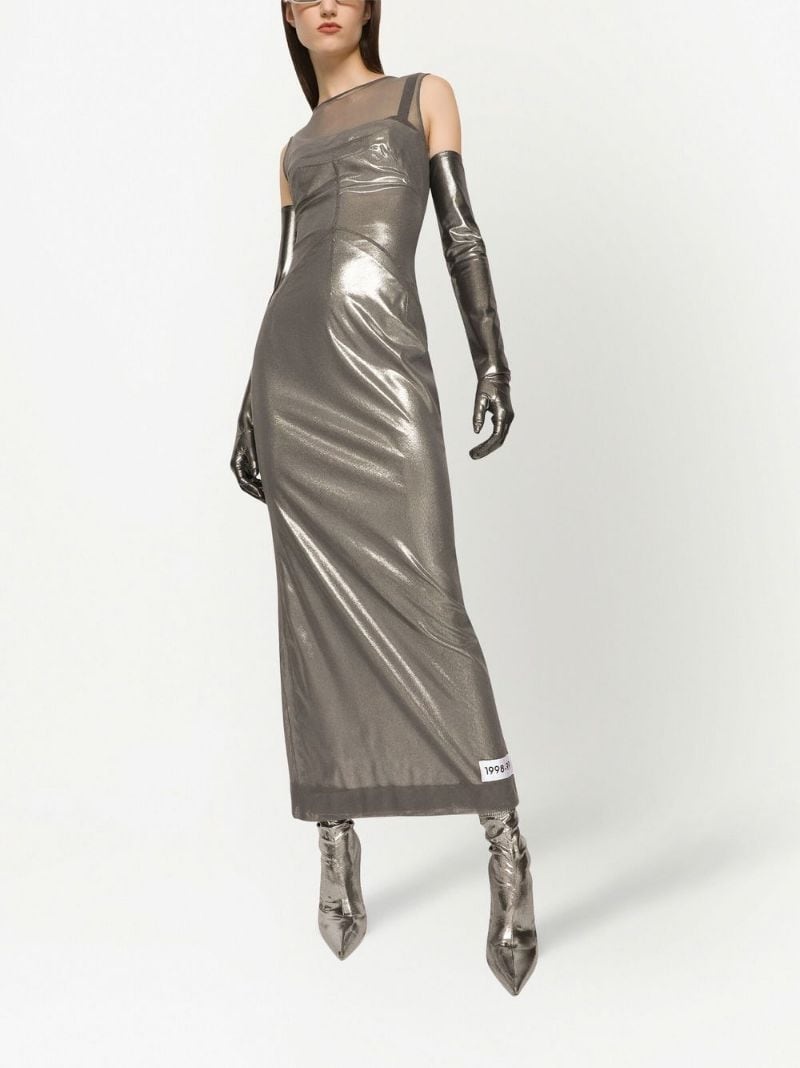 KIM DOLCE&GABBANA metallic-finish ankle-length dress - 2